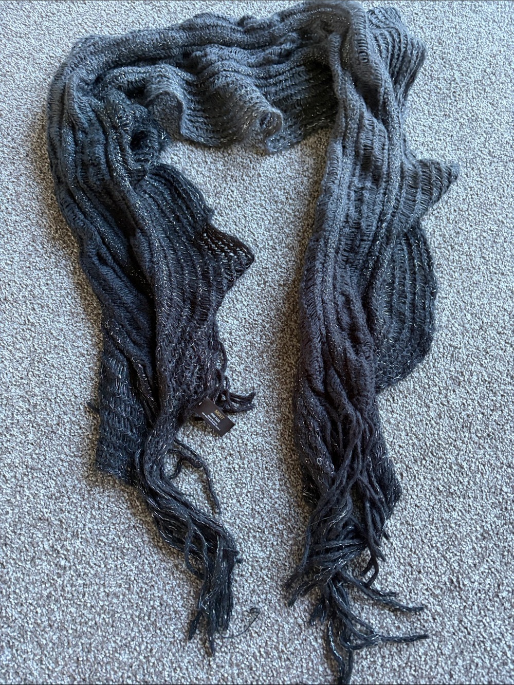 Mixit Dark Gray Knit Fringe Scarf